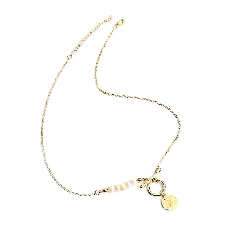 Gold Plated Coin Pattern Necklace