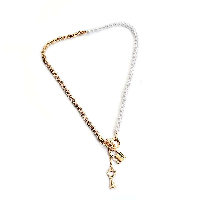 Gold Plated Key Pattern Necklace