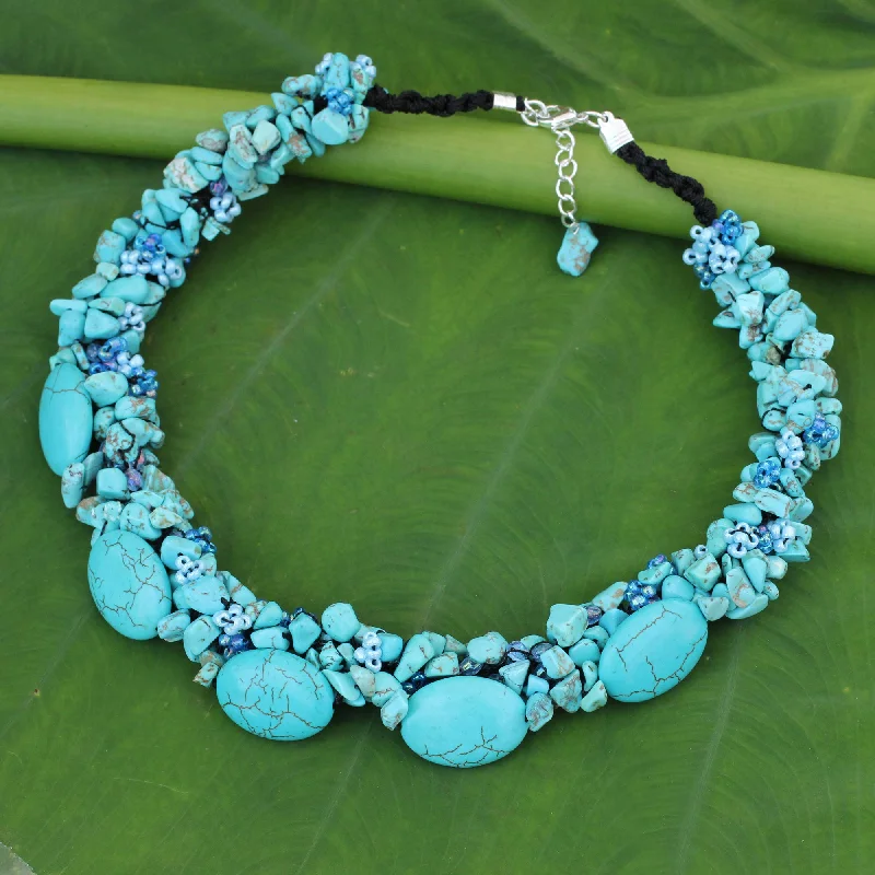 Gush Dyed Magnesite & Glass Beaded Necklace