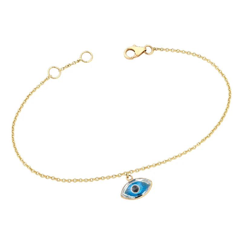 Marquise Evil Eye Hanging Bracelet Yellow Gold