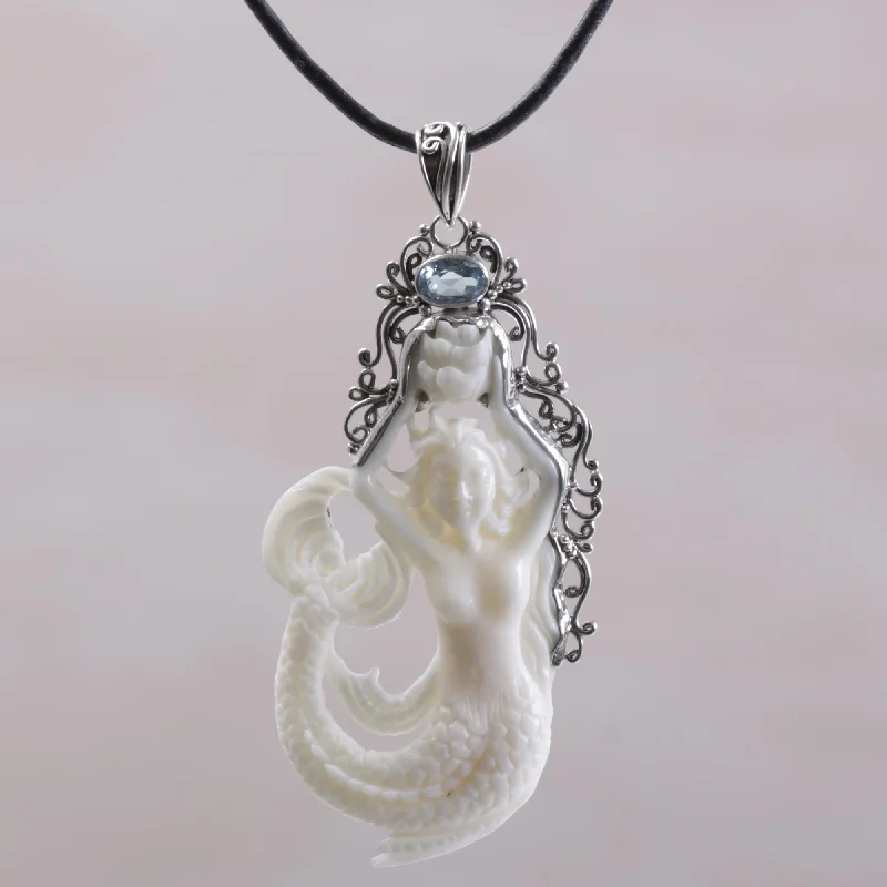 Mermaid Fantasy Leather Pendant Necklace