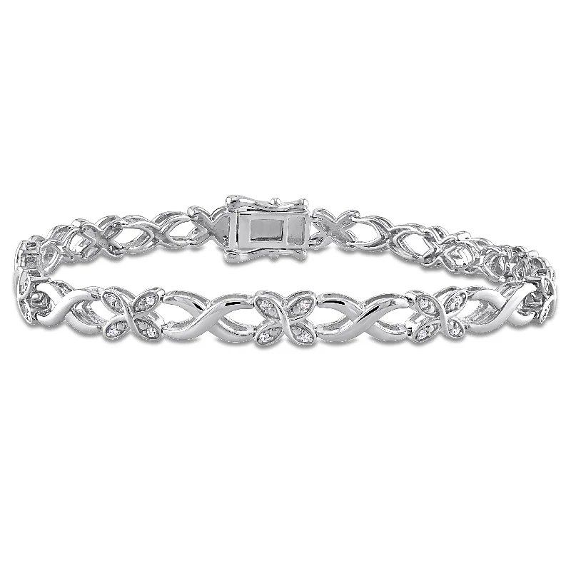 Mimi & Max 1/5ct TDW Diamond Infinity Link Bracelet in Sterling Silver - 7.25 in.