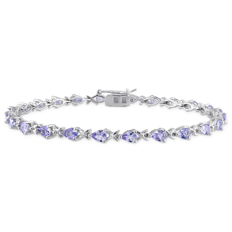 Mimi & Max 4 1/3ct TGW Tanzanite X-Link Bracelet in Sterling Silver