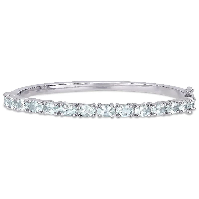 Mimi & Max 6 1/3ct TGW Aquamarine Bangle in Sterling Silver