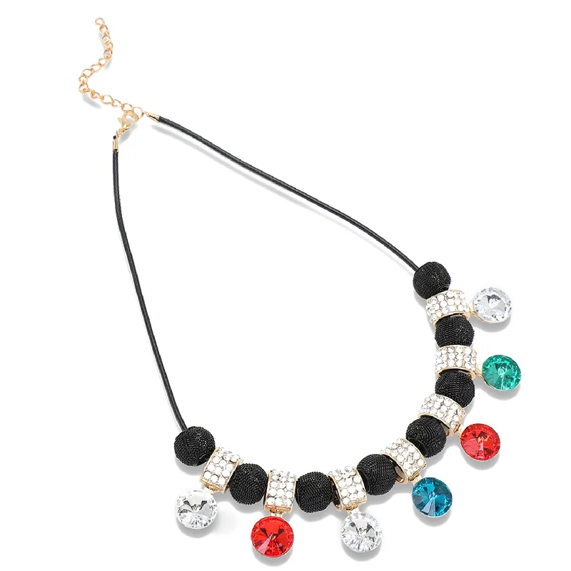 Multi Color Gold Plated Party Designer Stone Necklace For Women's