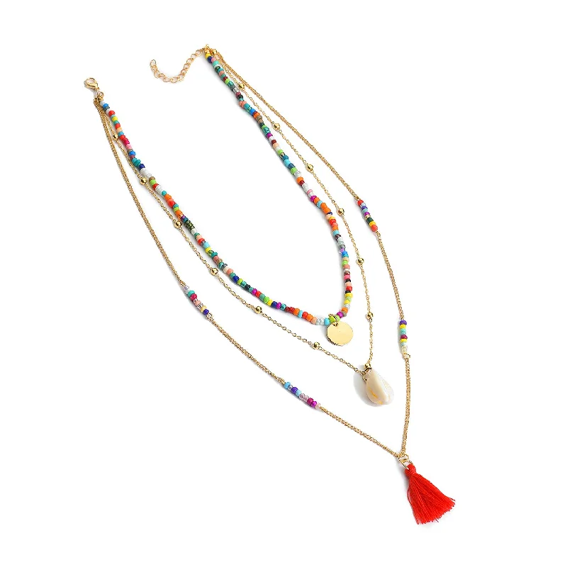 Pack Of 3 Gold Plated Beaded Necklace