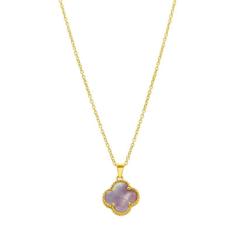 Adornia Pink Quatrefoil Necklace gold