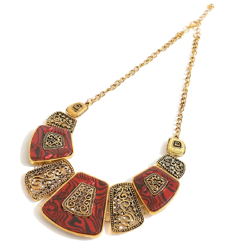 Red Color Gold Plated Red Stone Designer Necklace For Women's