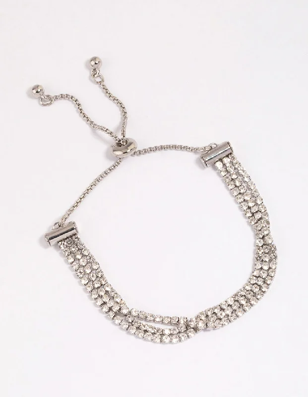 Rhodium Dainty Cupchain Toggle Bracelet