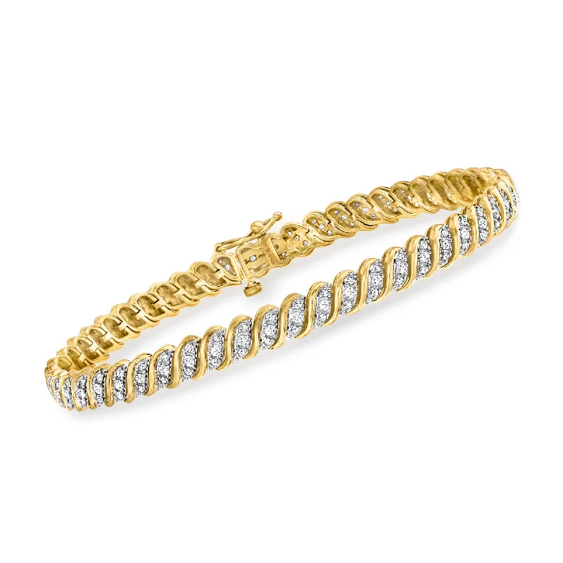 Ross-Simons 1.00- Diamond Twisted-Link Bracelet in 18kt Gold Over Sterling