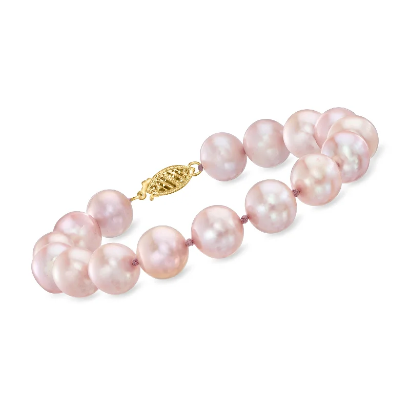 Ross-Simons 10-11mm Pink Cultured Pearl Bracelet With 14kt Yellow Gold