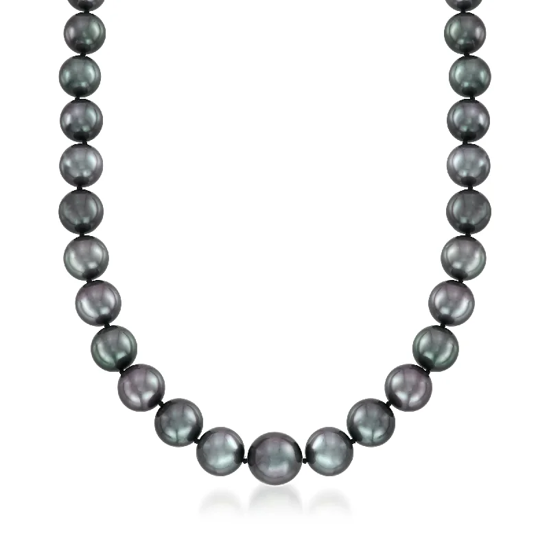 Ross-Simons 10-13mm Black Cultured Tahitian Pearl Necklace With 14kt White Gold