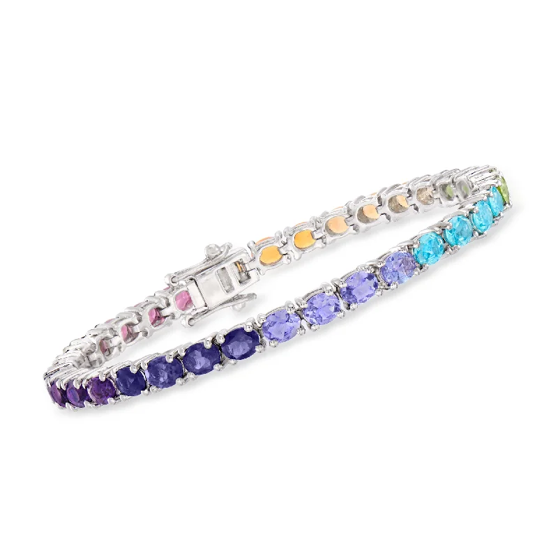 Ross-Simons 10.50 ct. t.w. Multi-Stone and Fire Opal Tennis Bracelet in Sterling Silver