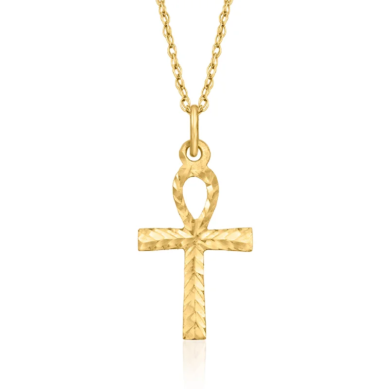 Ross-Simons 14kt Yellow Gold Ankh Cross Pendant Necklace in 14kt Yellow Gold