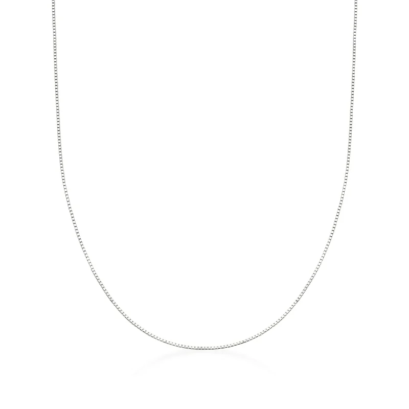 Ross-Simons 0.8mm 14kt White Gold Adjustable Box Chain Necklace