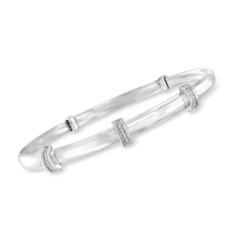 Ross-Simons Diamond-Accented Bangle Bracelet in Sterling Silver