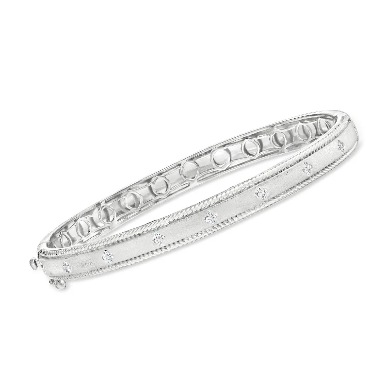 Ross-Simons Diamond Clover Bangle Bracelet in Sterling Silver