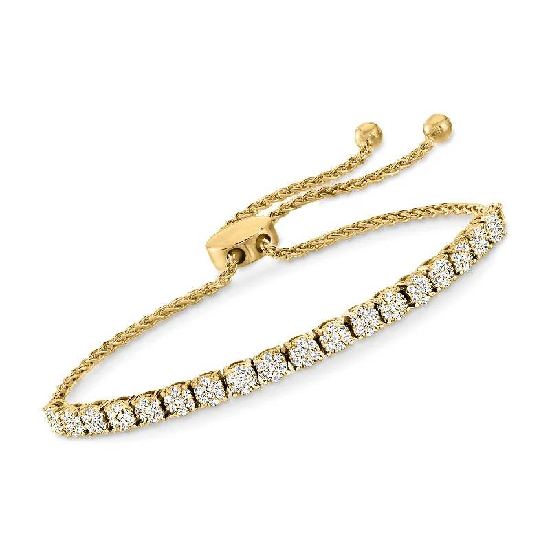 Ross-Simons Diamond Cluster Bolo Bracelet in 18kt Gold Over Sterling