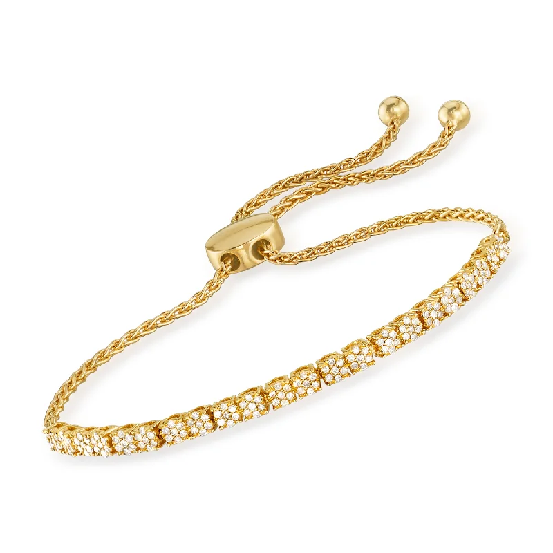 Ross-Simons Diamond Cluster Bolo Bracelet in 18kt Gold Over Sterling