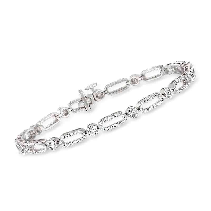 Ross-Simons Diamond Cluster Bracelet in 14kt White Gold