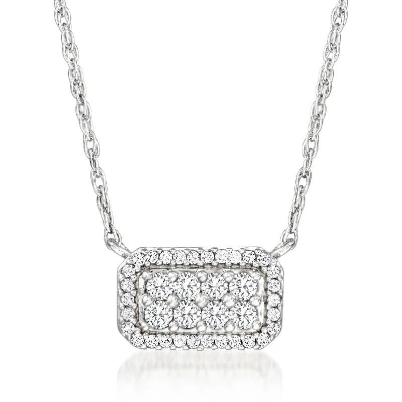 Ross-Simons Diamond Cluster Necklace in Sterling Silver