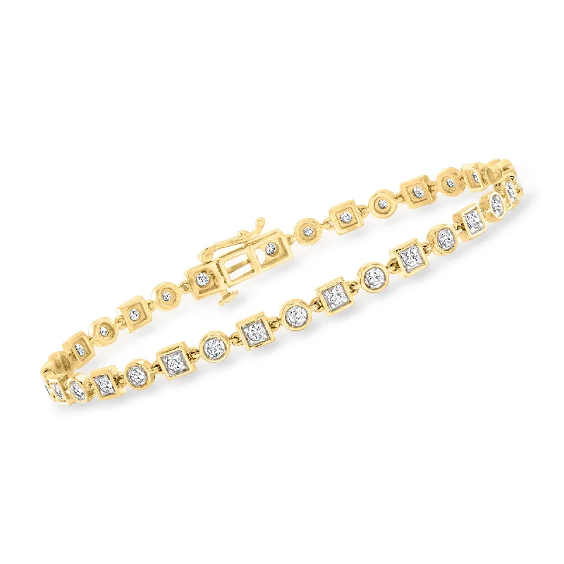 Ross-Simons Diamond Geometric Bracelet in 14kt Yellow Gold