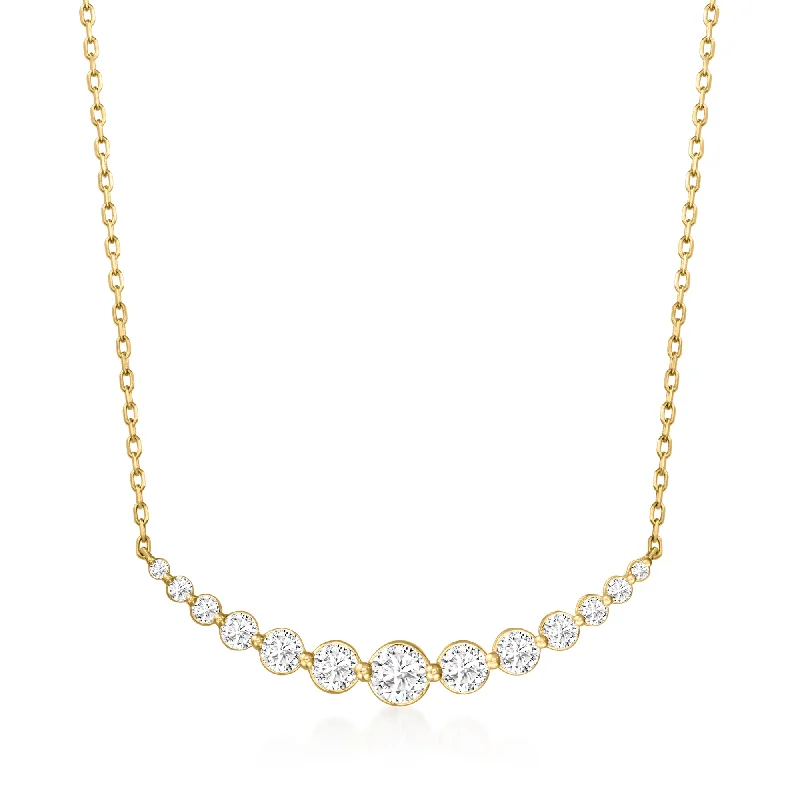 Ross-Simons Diamond Smile Necklace in 14kt Yellow Gold