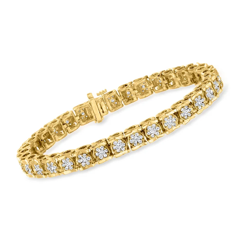 Ross-Simons Diamond Tennis Bracelet in 18kt Gold Over Sterling