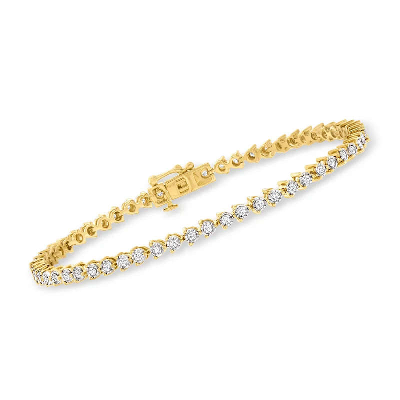 Ross-Simons Round Brilliant-Cut Diamond Tennis Bracelet in 18kt Gold Over Sterling