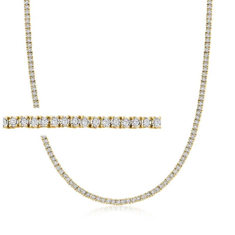 Ross-Simons Diamond Tennis Necklace in 18kt Gold Over Sterling