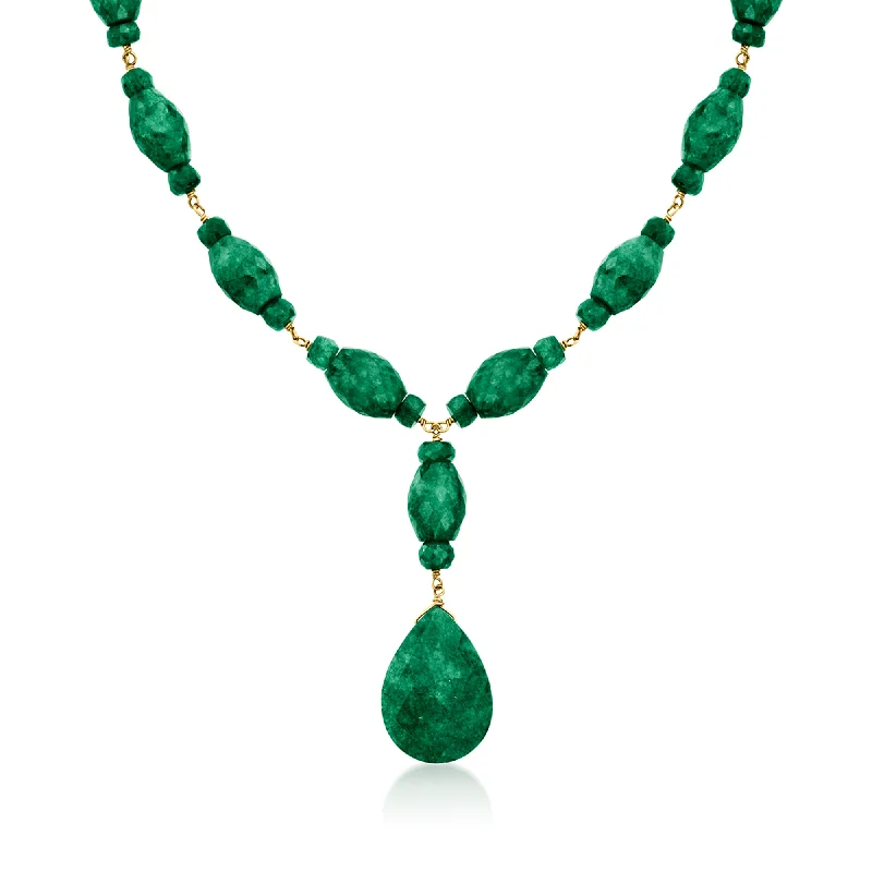 Ross-Simons Emerald Y-Necklace in 18kt Gold Over Sterling