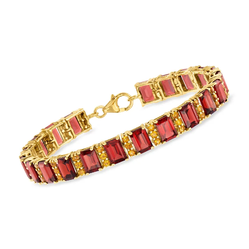 Ross-Simons Garnet Bracelet With Citrines in 18kt Gold Over Sterling