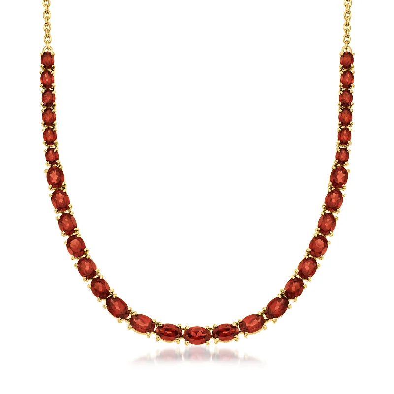 Ross-Simons Garnet Graduated Necklace in 18kt Gold Over Sterling