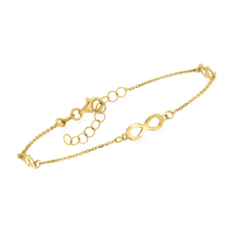 Ross-Simons Italian 14kt Yellow Gold Triple Infinity Station Bracelet