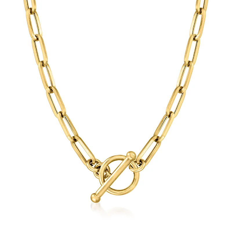 Ross-Simons Italian 14kt Yellow Gold Paper Clip Link Toggle Necklace