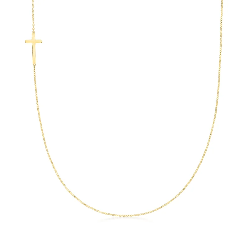 Ross-Simons Italian 18kt Yellow Gold Vertical Cross Necklace