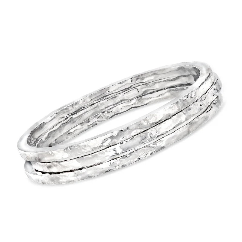 Ross-Simons Italian Sterling Silver Jewelry Set: 3 Hammered Bangle Bracelets