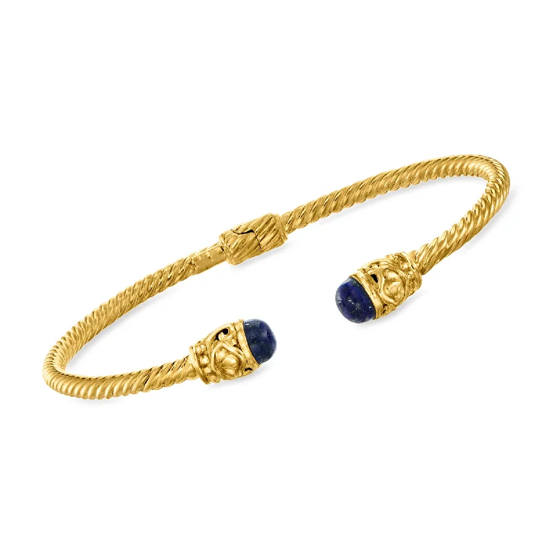 Ross-Simons Lapis Twisted Cuff Bracelet in 18kt Gold Over Sterling