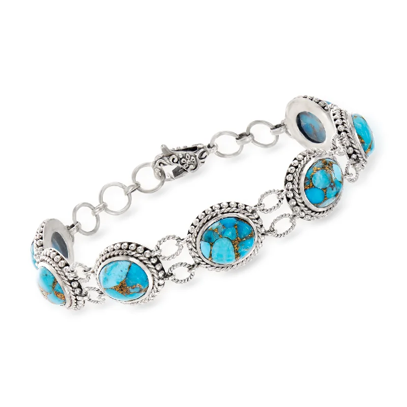 Ross-Simons Mojave Turquoise Station Bracelet in Sterling Silver