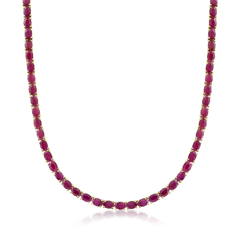 Ross-Simons Ruby Necklace in 18kt Gold Over Sterling