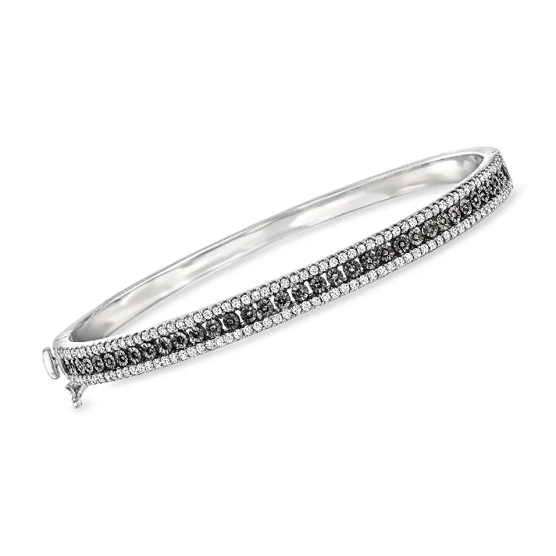 Ross-Simons White and Black Diamond Bangle Bracelet in Sterling Silver