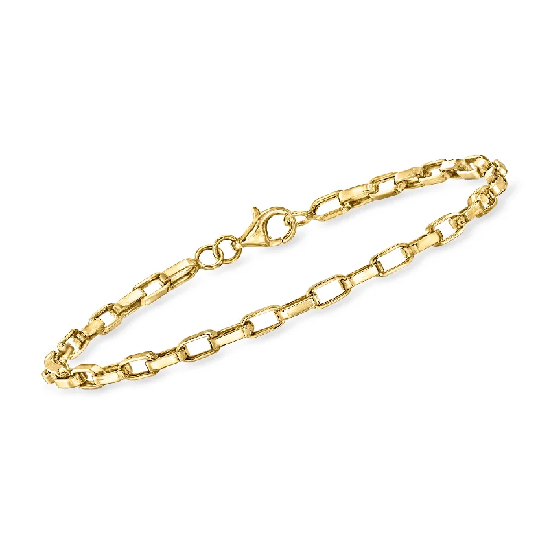 RS Pure by Ross-Simons 14kt Yellow Gold Paper Clip Box-Link Bracelet