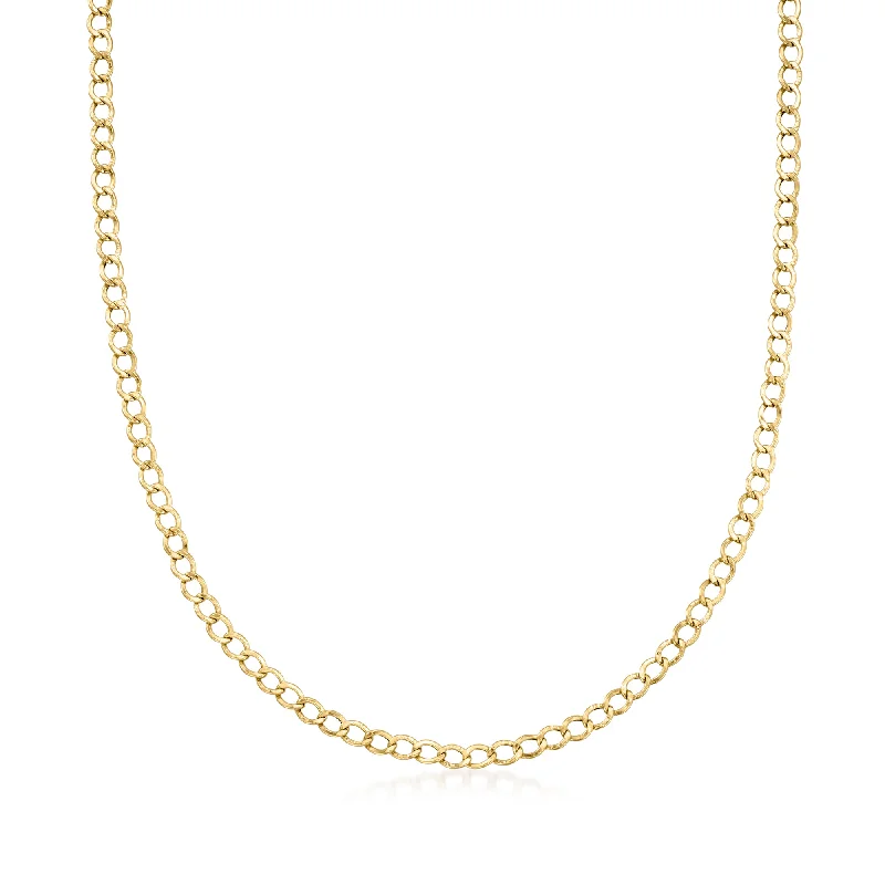 RS Pure by Ross-Simons Italian 3mm 14kt Yellow Gold Curb-Link Necklace