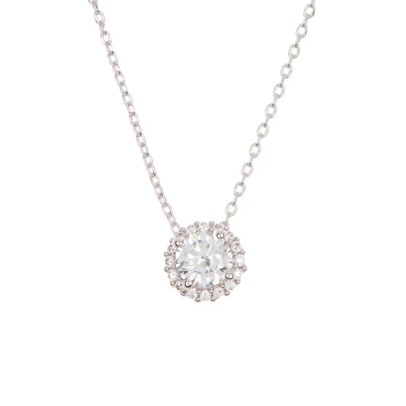 Adornia Swarovski Crystal Halo Necklace silver