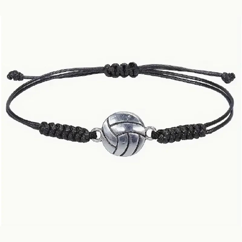 Alloy Volleyball Charm Bracelet with Black Band