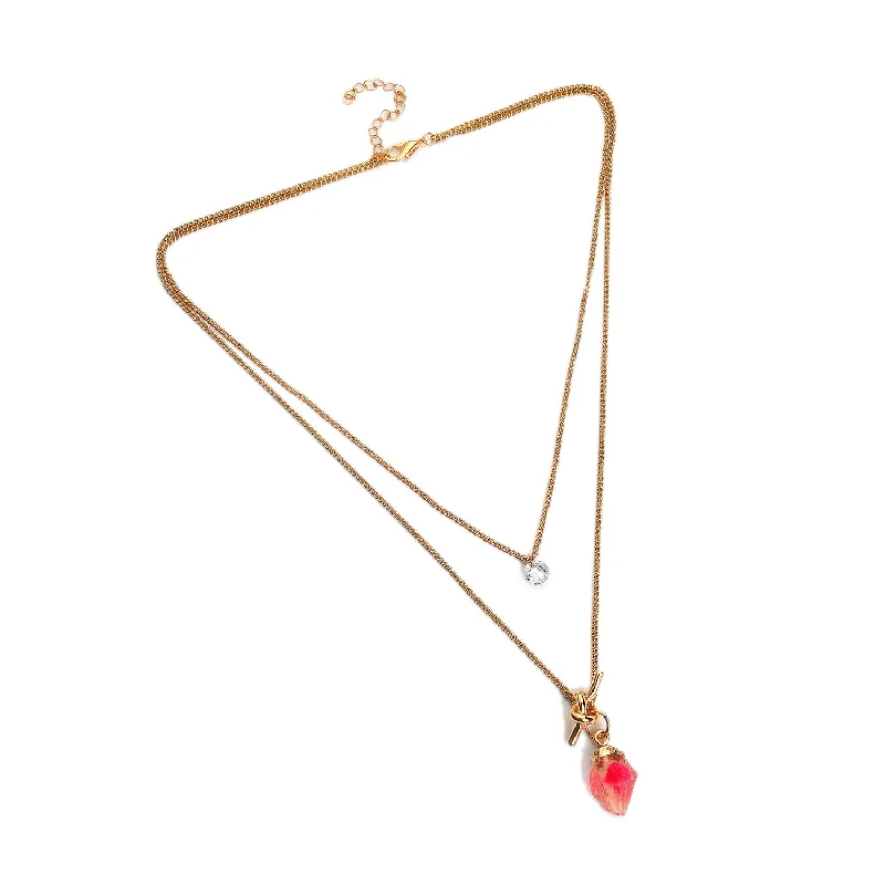 Women Red Gold-plated Pack Of 2 Pendant