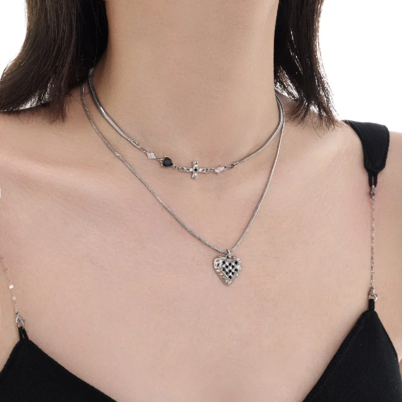 Women's Punk Heart Multi-layered Necklace