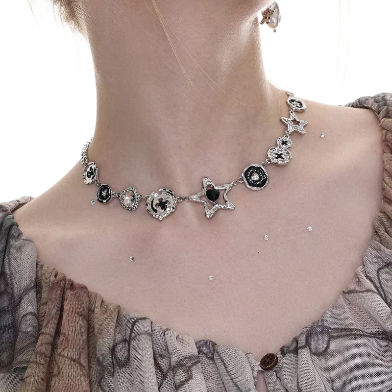 Women's Punk Irregular Diamante Star Necklace