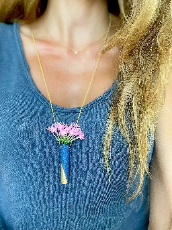 Blue Concrete Vase Necklace by Cluster