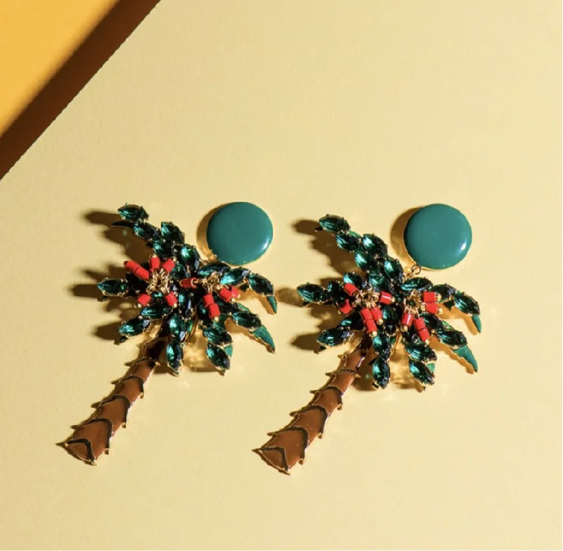 Palm Tree Long Earrings by Elsa O